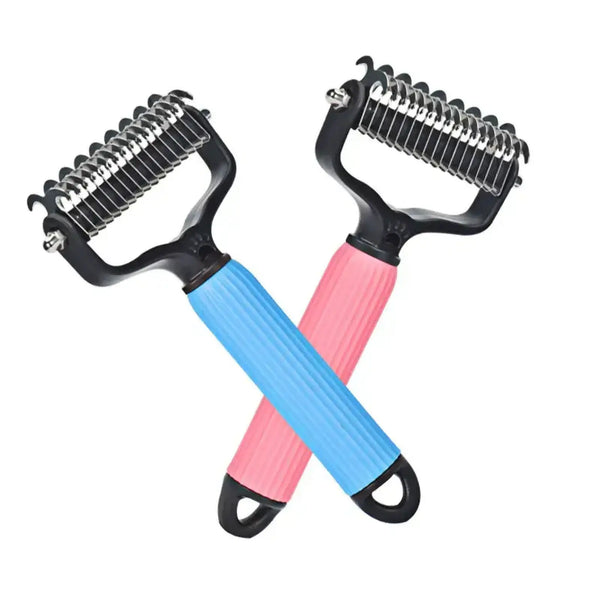 Professional Pet Grooming Tool - Universal Detangling Comb for Dogs with Stainless Steel Double-Sided Design for Effective Shedding Removal and Matted Hair Management, Ideal for Daily Coat Maintenance.