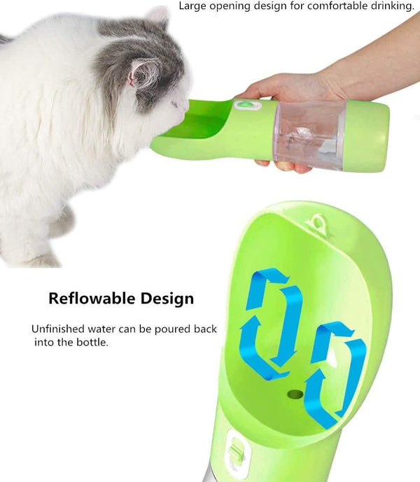 Portable Dog Water Bottle - Leak-Proof Dispenser with Integrated Bowl and Food Container, Dishwasher Safe, Made from Food Grade Plastic for Outdoor Activities with Pets
