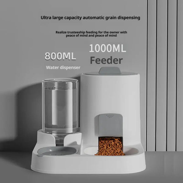 Automatic Non-Electric Pet Feeder and Water Dispenser with Anti-Tip Design for Cats and Dogs, Dual Bowls for Pets