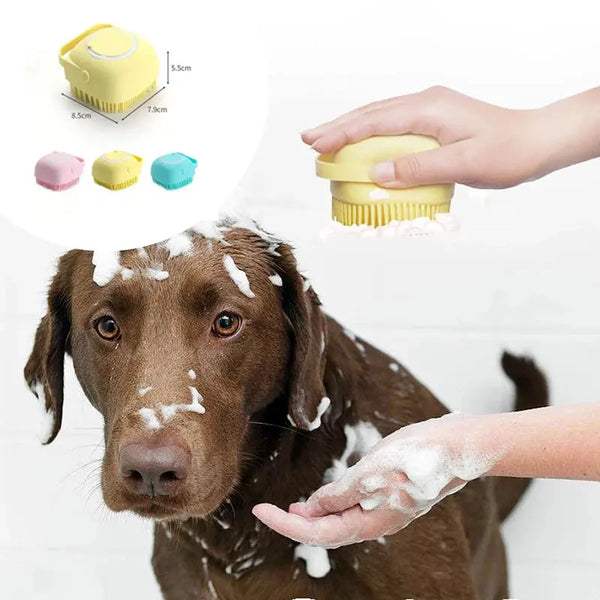 Silicone Pet Bathing and Massage Gloves - Grooming Tool for Dogs and Cats with Shampoo Dispensing Feature